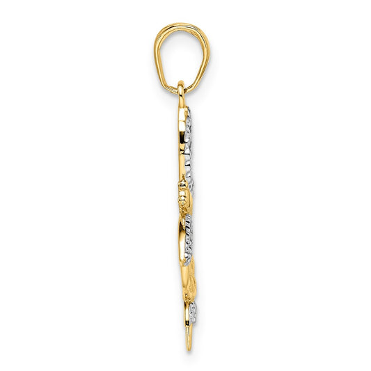 and Rhodium Diamond-cut Dragonflies Pendant - WBC