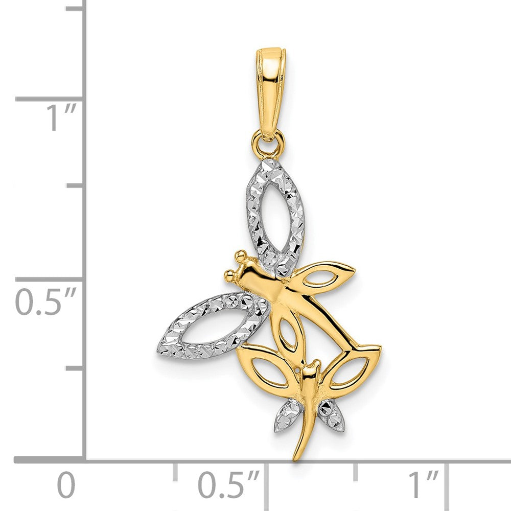 and Rhodium Diamond-cut Dragonflies Pendant - WBC