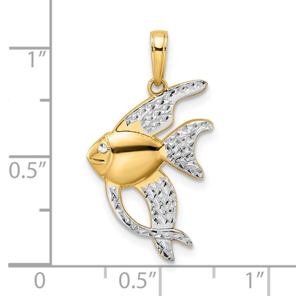 and Rhodium Diamond-cut Angelfish Pendant - WBC