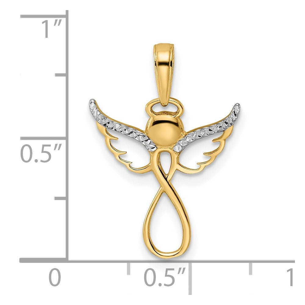 and Rhodium Diamond-cut Infinity Angel Pendant - WBC