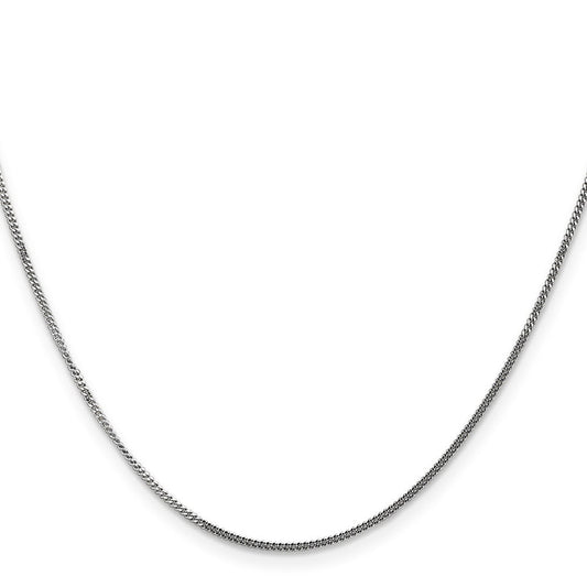 14K Solid White Gold Curb Pendant Chain, 1.3mm, Spring Ring Clasp