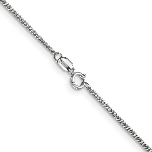 14K Solid White Gold Curb Pendant Chain, 1.3mm, Spring Ring Clasp