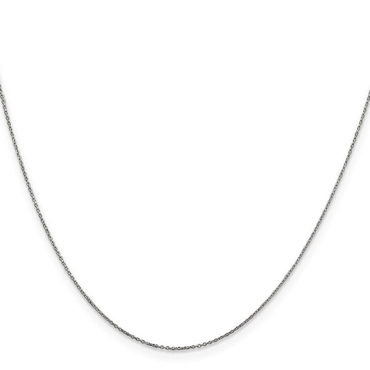 14K Solid White Gold Diamond-cut Round Open Link Cable with Spring Ring Clasp Chain