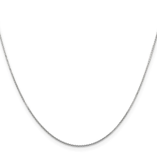 14K Solid White Gold Diamond-cut Round Open Link Cable with Lobster Clasp Chain