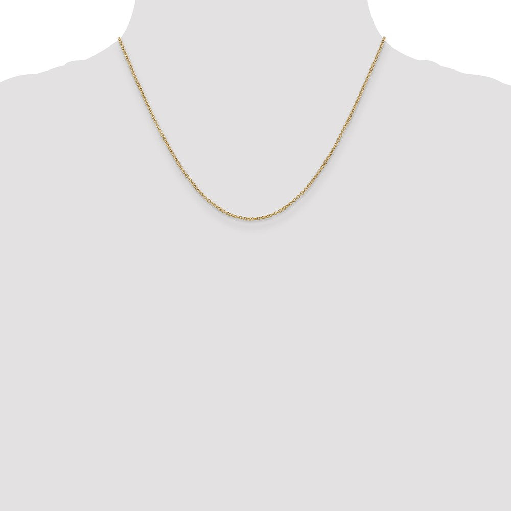 14K Solid White Gold Round Open Wide Link Cable with Lobster Clasp Chain