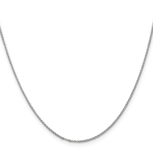 14K Solid White Gold Rolo Chain with Lobster Clasp Pendant Chain, 1.15mm