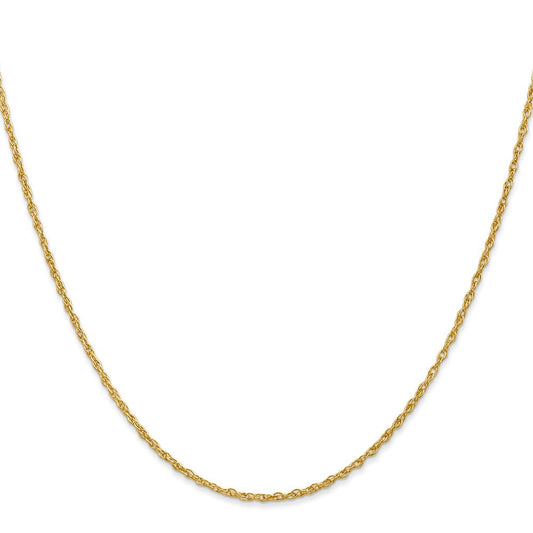14K Solid Gold 1.3 Heavy Baby Rope with Lobster Clasp Chain, 1.3mm