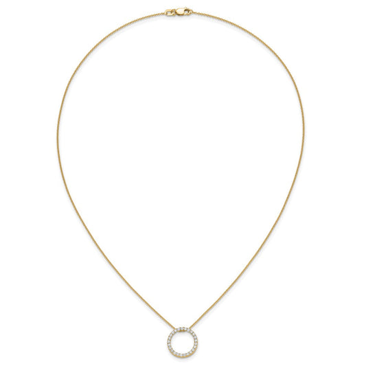 14K Gold Polished 1/2 ct Diamond Circle Necklace