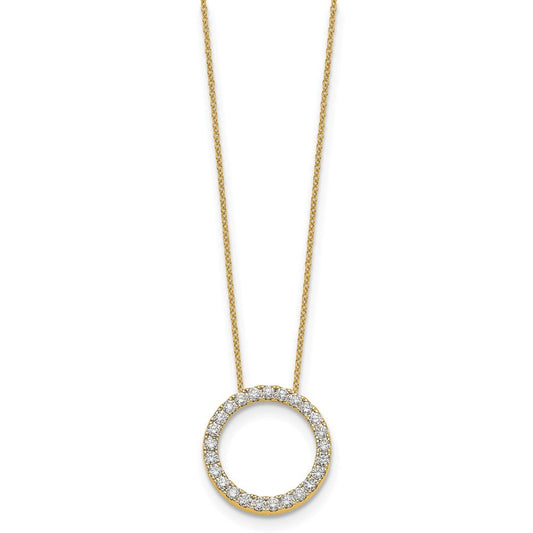 14K Gold Polished 1 ct Diamond Circle Necklace