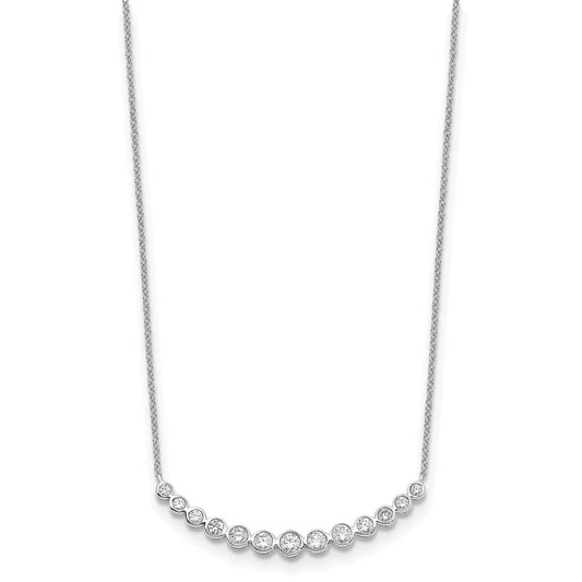 14K White Gold 3/4 ct Diamond Bezel-set Curved Bar Necklace