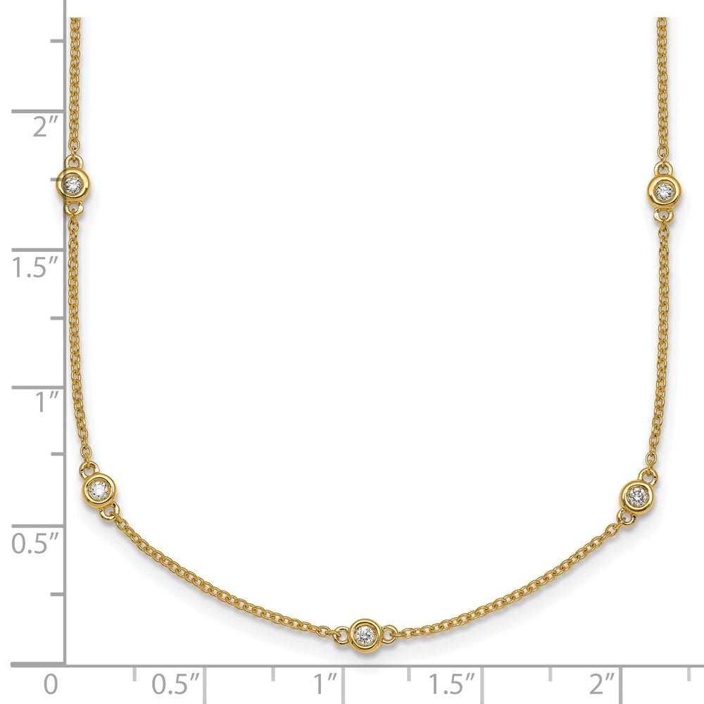 Complete 1/4 carat Bezel-set Diamond and Cable Chain 15-Station Necklace - WBC