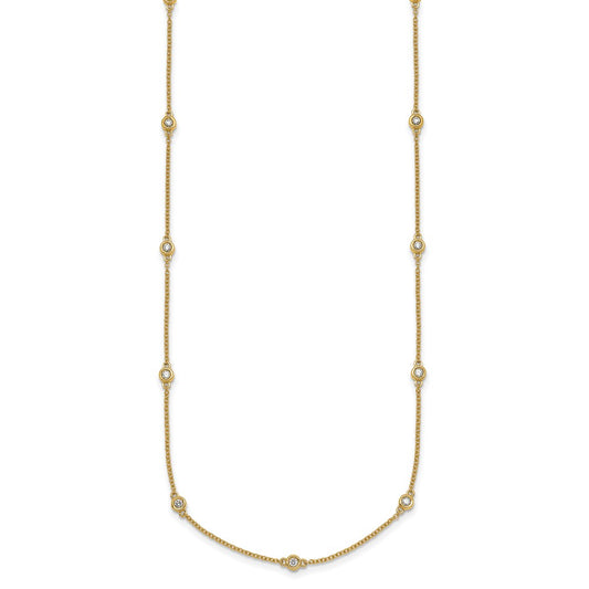Complete 3/8 carat Bezel-set Diamond and Cable Chain 15-Station Necklace - WBC