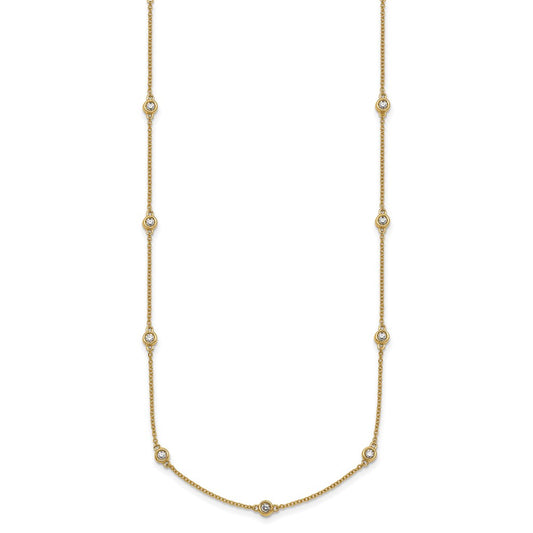 Complete 1/2 carat Bezel-set Diamond and Cable Chain 15-Station Necklace - WBC