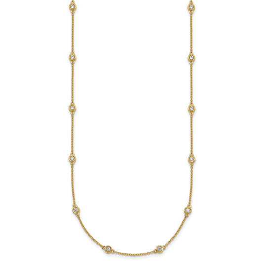 Complete 5/8 carat Bezel-set Diamond and Cable Chain 18-Station Necklace - WBC