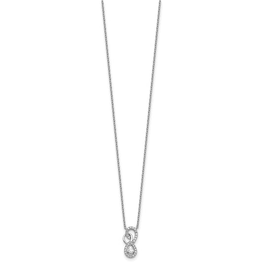 14K White Gold Mobius Polished 1/4 ct Diamond Fancy Infinity Necklace