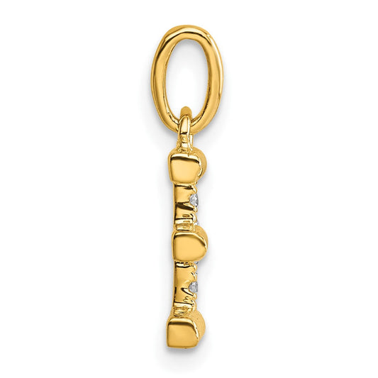 14K Gold Twisted with 0.05 ct Diamond Initial E Charm, 6.85mm