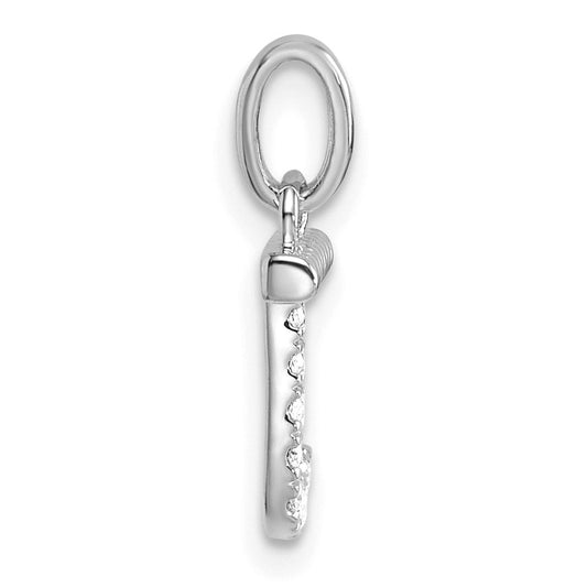 14K White Gold Twisted 0.07 ct Diamond Initial J Charm, 6.87mm