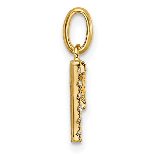 14K Gold Twisted 0.05 ct Diamond Initial P Charm, 6.86mm