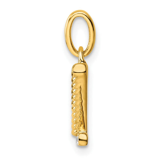 14K Gold Twisted 0.05 ct Diamond Initial Z Charm, 9.19mm