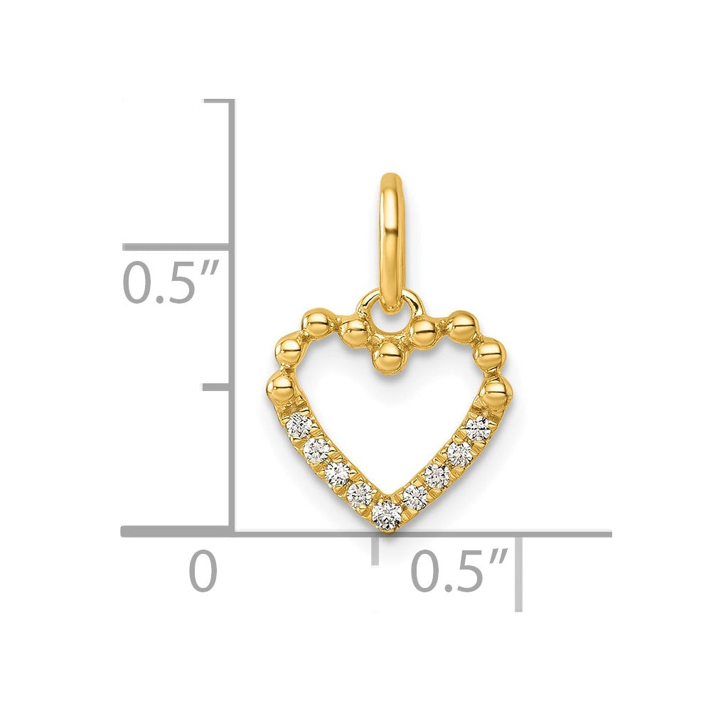 Polished Diamond Beaded Heart Pendant - WBC