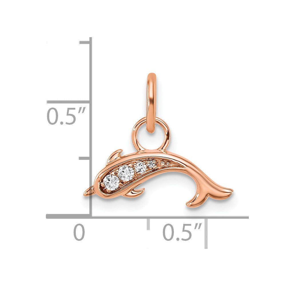 Polished Diamond Dolphin Charm - WBC