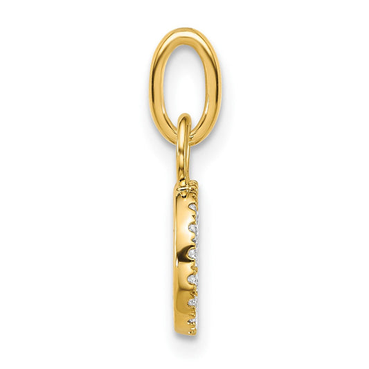 14K Gold Aureole Polished 1/10 ct Diamond Open Circle Charm, 8.7mm