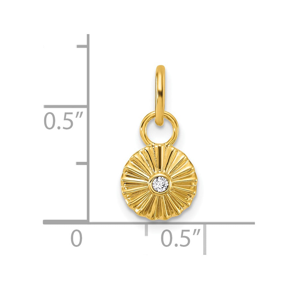 Polished and Grooved Diamond Circle Charm - WBC