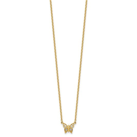 Polished 1/10 carat Diamond Butterfly Necklace - WBC