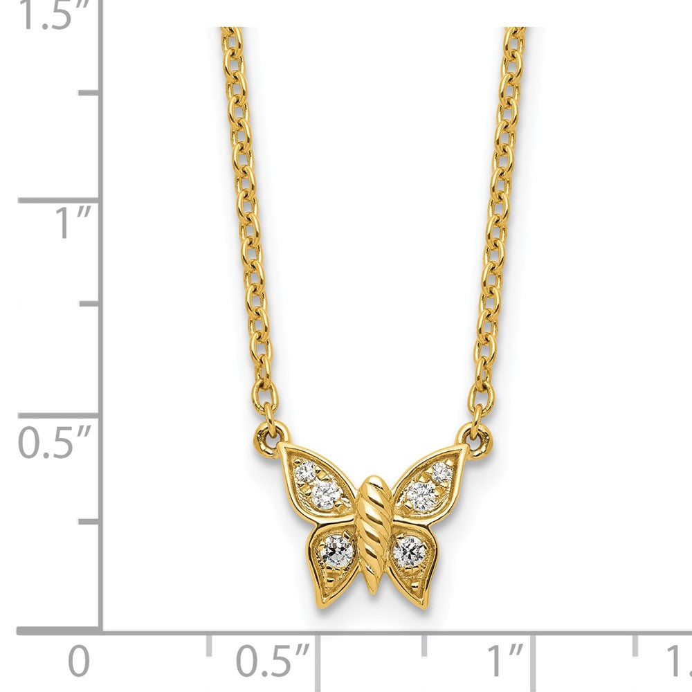 Polished 1/10 carat Diamond Butterfly Necklace - WBC