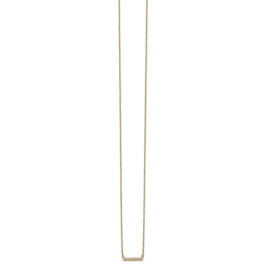 14K Gold Polished 1/10 ct Diamond Bar Necklace