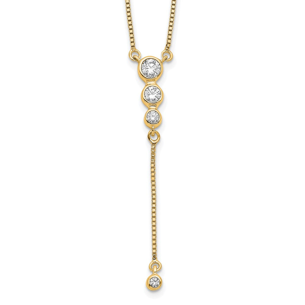 Polished 1/4 carat Diamond Graduated 3-stone with Dangle Y-Necklace - WBC