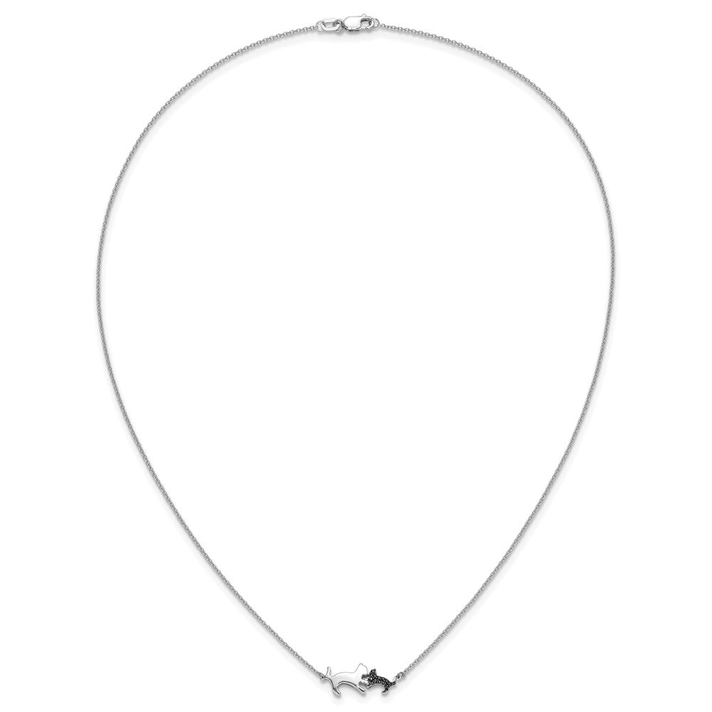 1/20 carat Black Diamond Mother and Baby Cat Necklace - WBC