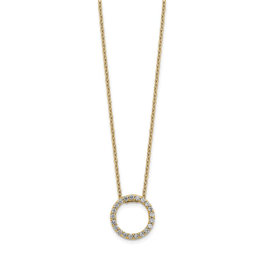 14K Gold Polished 1/4 ct Diamond Circle Necklace