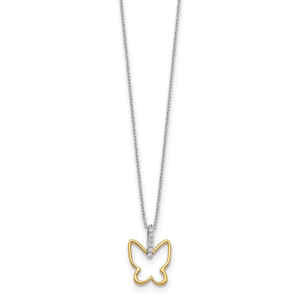 Two-tone 1/10 carat Diamond Butterfly Necklace - WBC