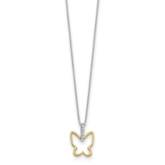 Viceroy 14K Two-Tone Gold 1/10 ct Diamond Butterfly Necklace