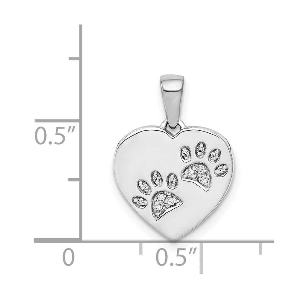 Diamond Paw Prints Heart Pendant - WBC