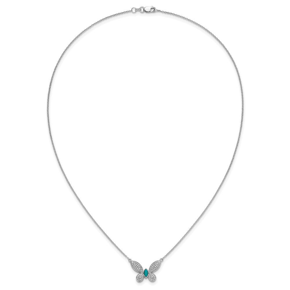 1/3 carat Diamond and Turquoise Butterfly Necklace - WBC