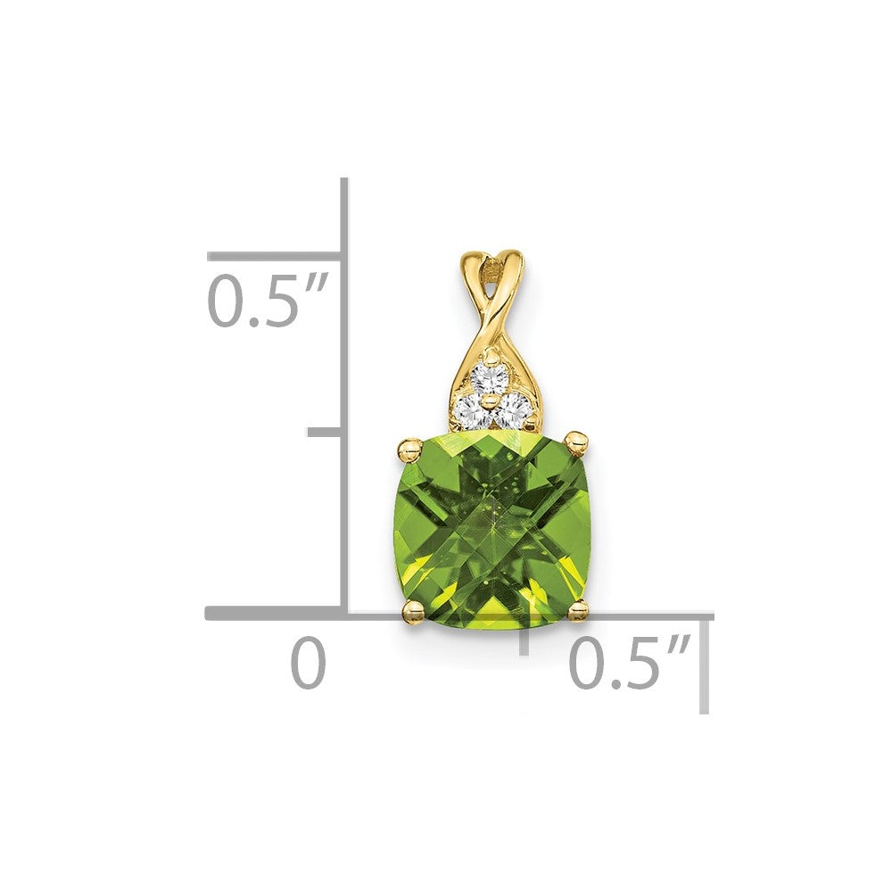 Cushion Checkerboard August/ Peridot and Diamond Pendant - WBC