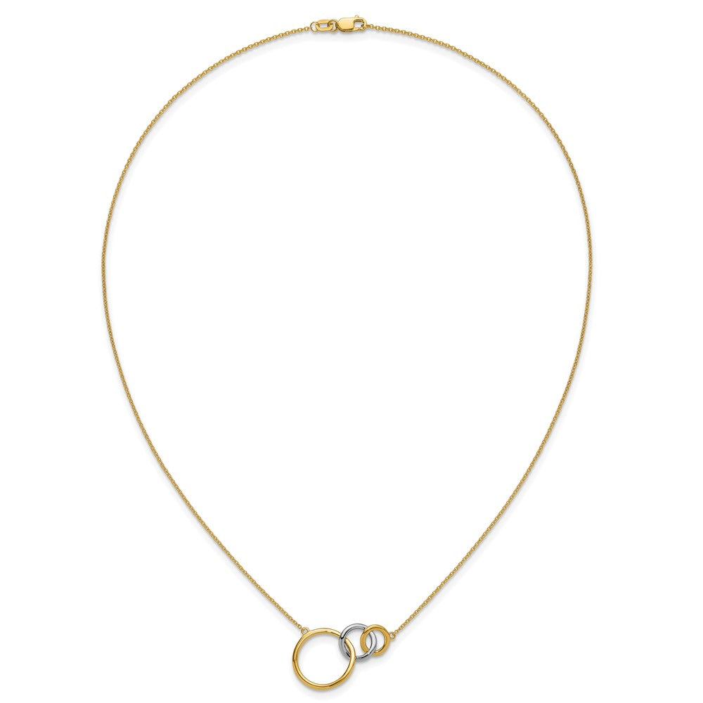 Two-tone Polished Triple Interlocked Circles Necklace - WBC