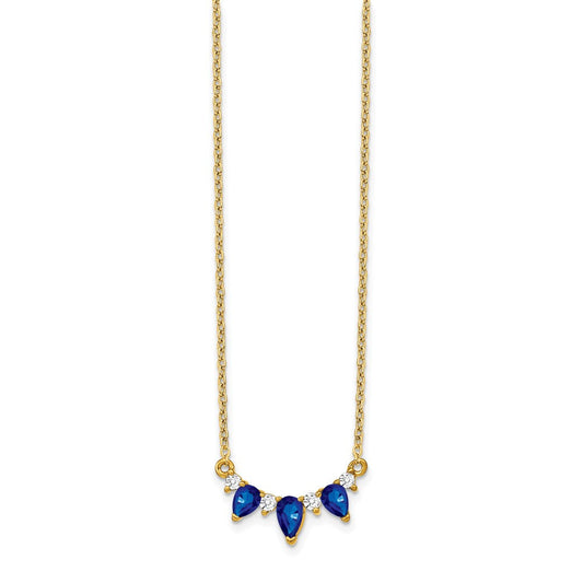 14K Gold Pear Sapphire & Diamond Necklace