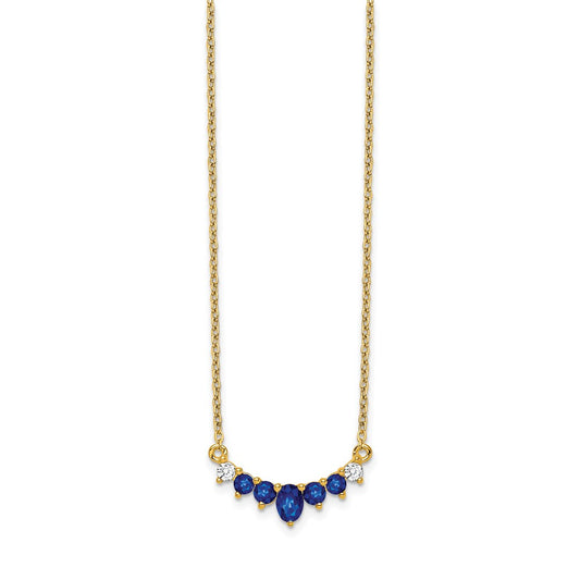 Oval and Round Sapphire and Diamond Necklace - WBC