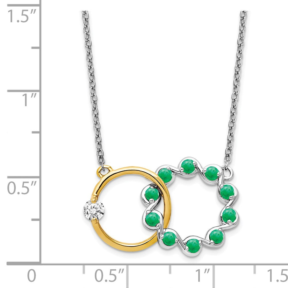 Two-tone Emerald and Diamond Interlocked Rings Necklace - WBC