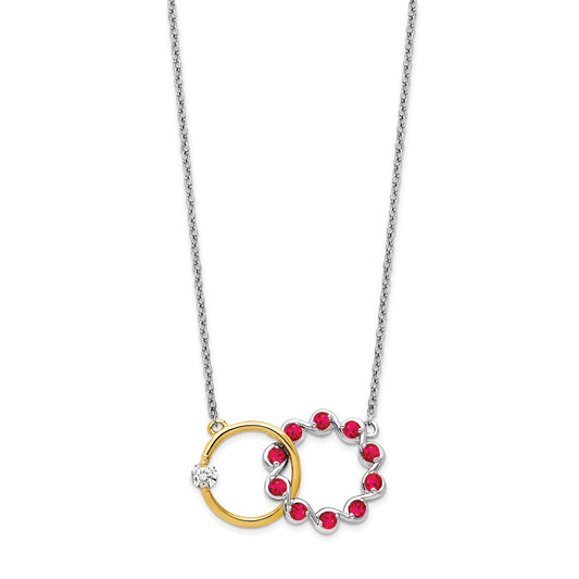 Two-tone Ruby and Diamond Interlocked Rings Necklace - WBC