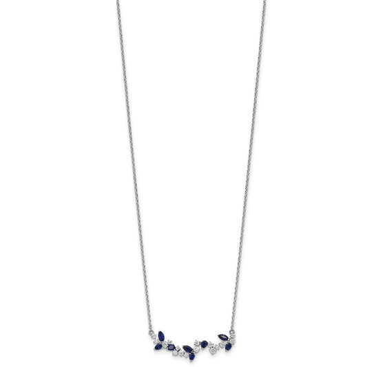 Marquise Sapphire and Diamond Floral Bar Necklace - WBC