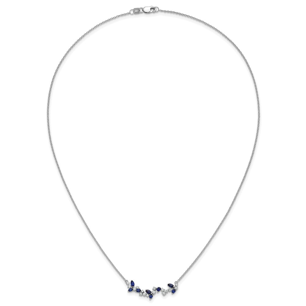Marquise Sapphire and Diamond Floral Bar Necklace - WBC