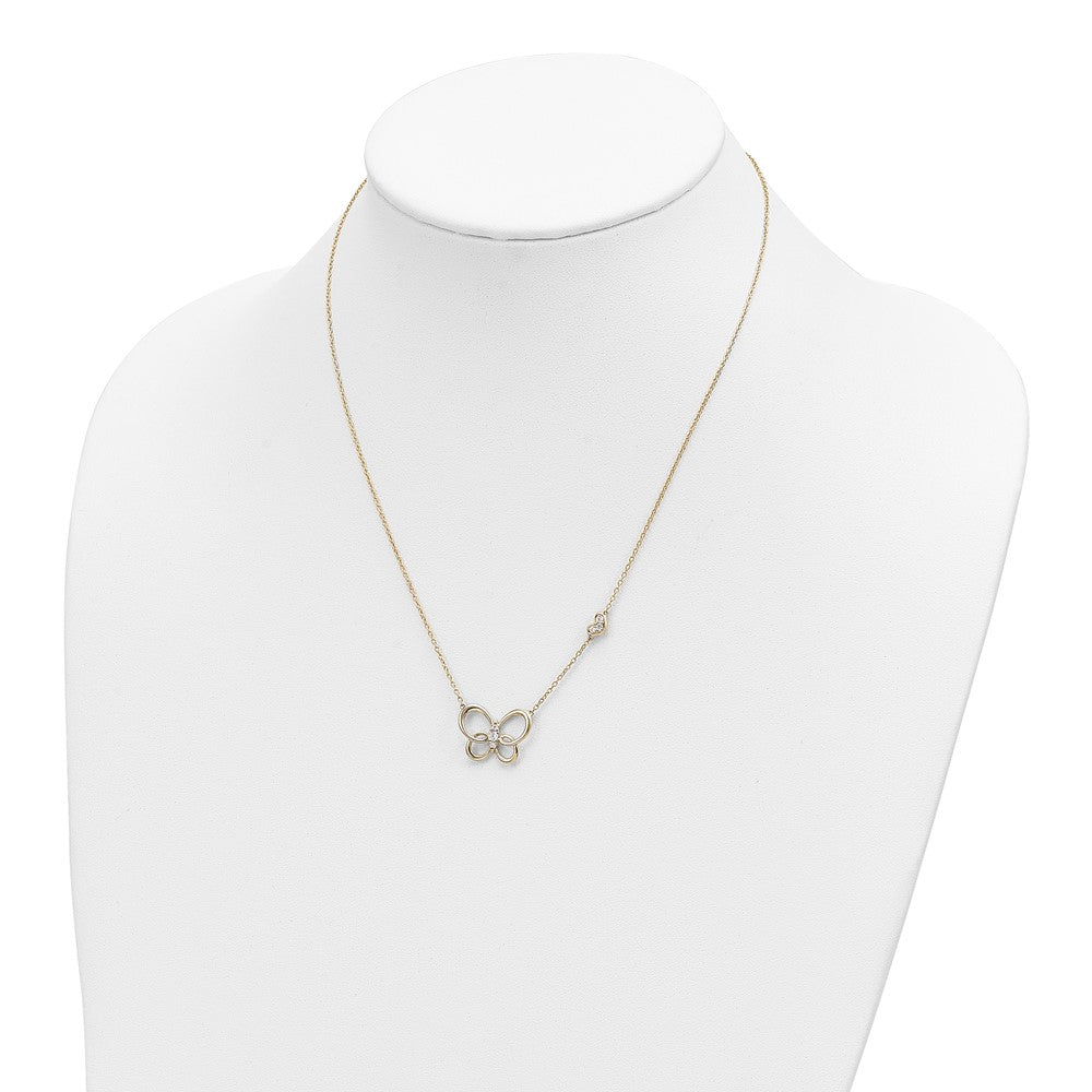 Polished 1/6 carat Diamond Butterfly Necklace - WBC