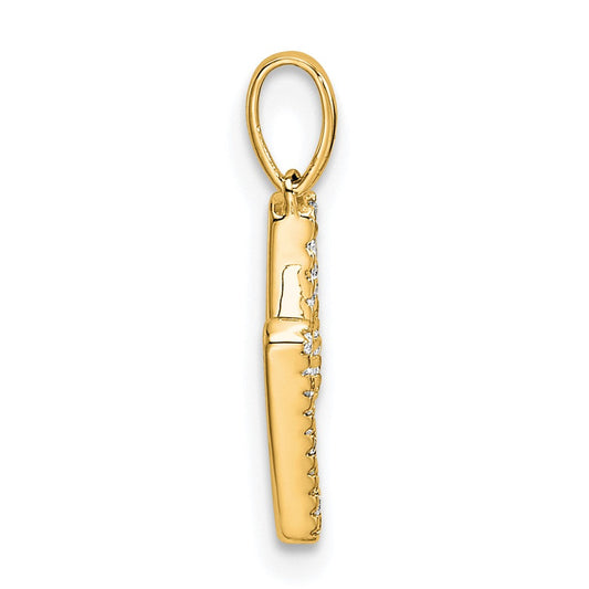 14K Gold Diamond Letter M Initial Pendant, 11mm