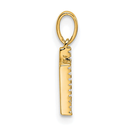 14K Gold Diamond Letter N Initial Pendant, 10mm