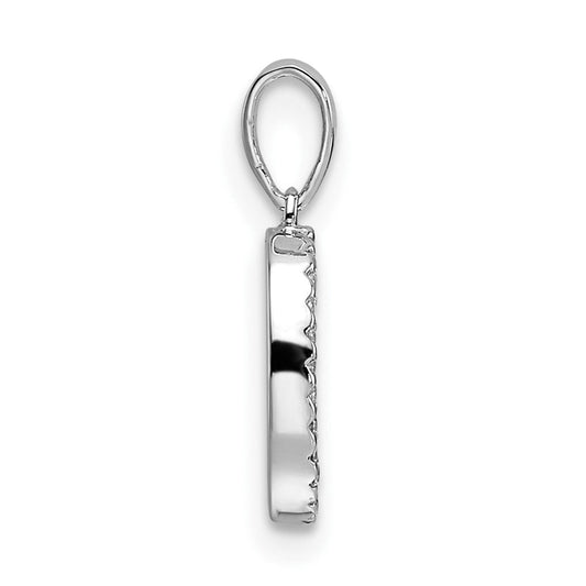 14K White Gold Diamond Letter O Initial Pendant, 9.25mm