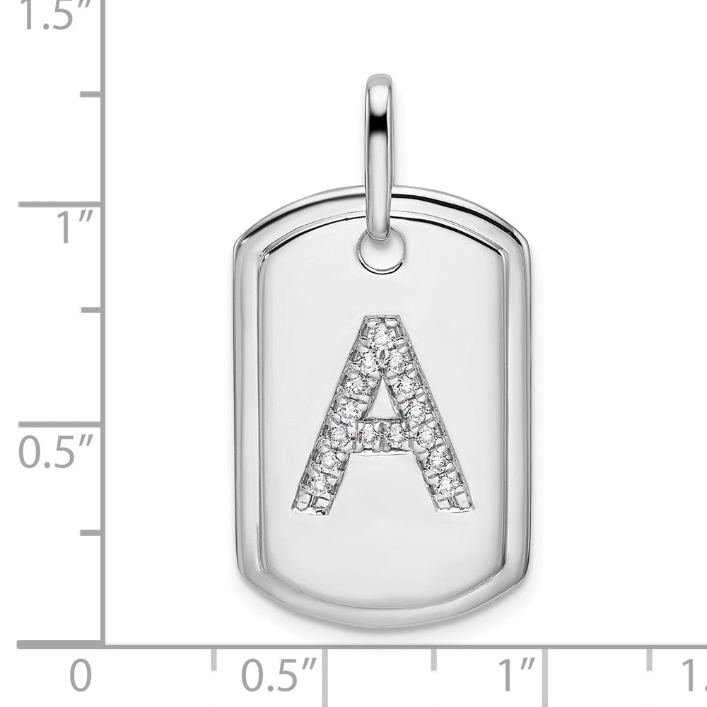 Diamond Initial A Dog Tag Charm - WBC